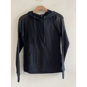 Material Girl NWT Black Hoodie Sweatshirt Lightweight Size XS Grunge Casual